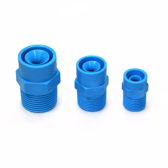 Blue PP Polypropylene Full Cone Plastic Water Jet Nozzle, Solid Cone Spray Nozzle
